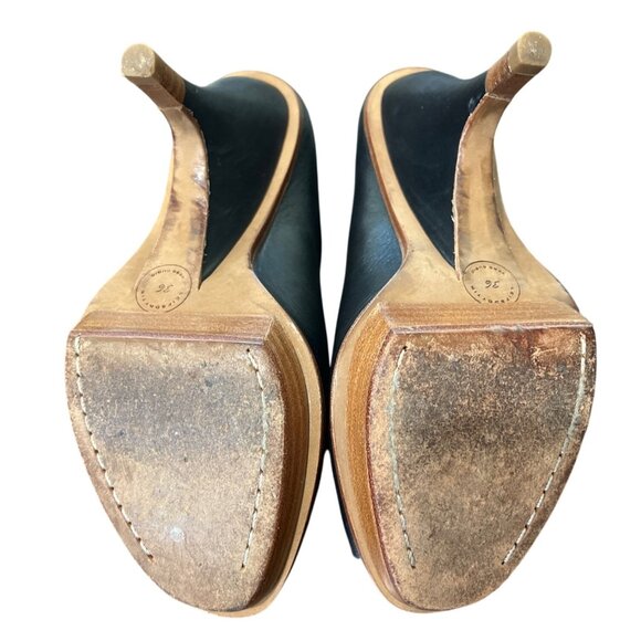 LeifsDottir Anthropologie Mule Heels Black Leather Platform Women Sz 36 US 5.5-6 - Picture 7 of 10